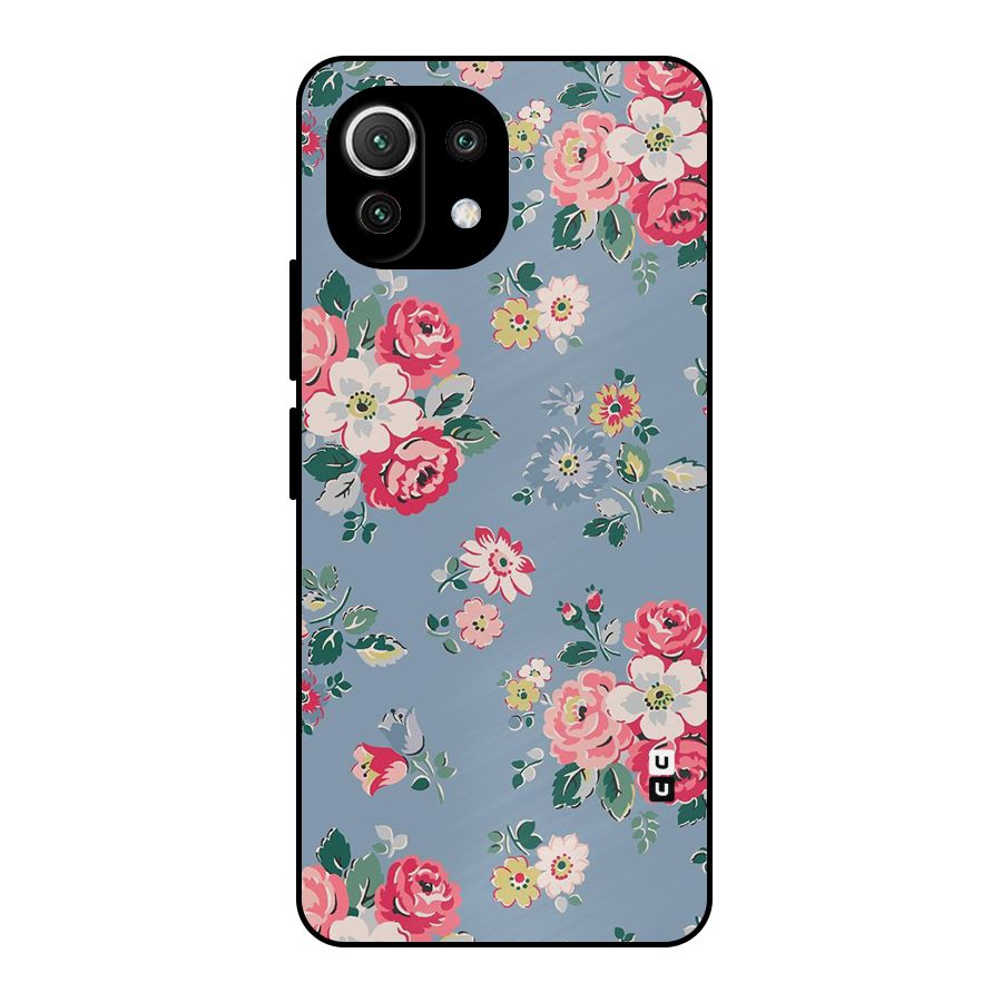 Vintage Flower Pattern Metal Back Case for Mi 11 Lite NE 5G