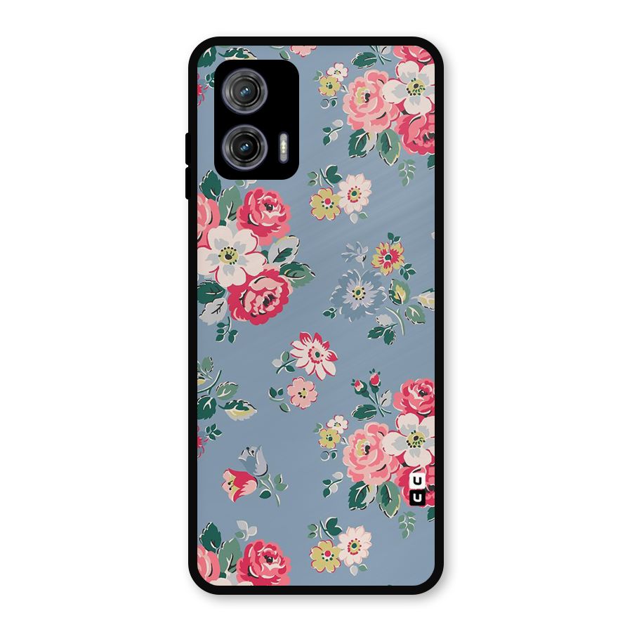 Vintage Flower Pattern Metal Back Case for Moto G73