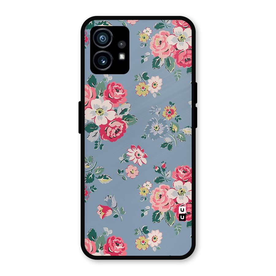 Vintage Flower Pattern Metal Back Case for Nothing Phone 1