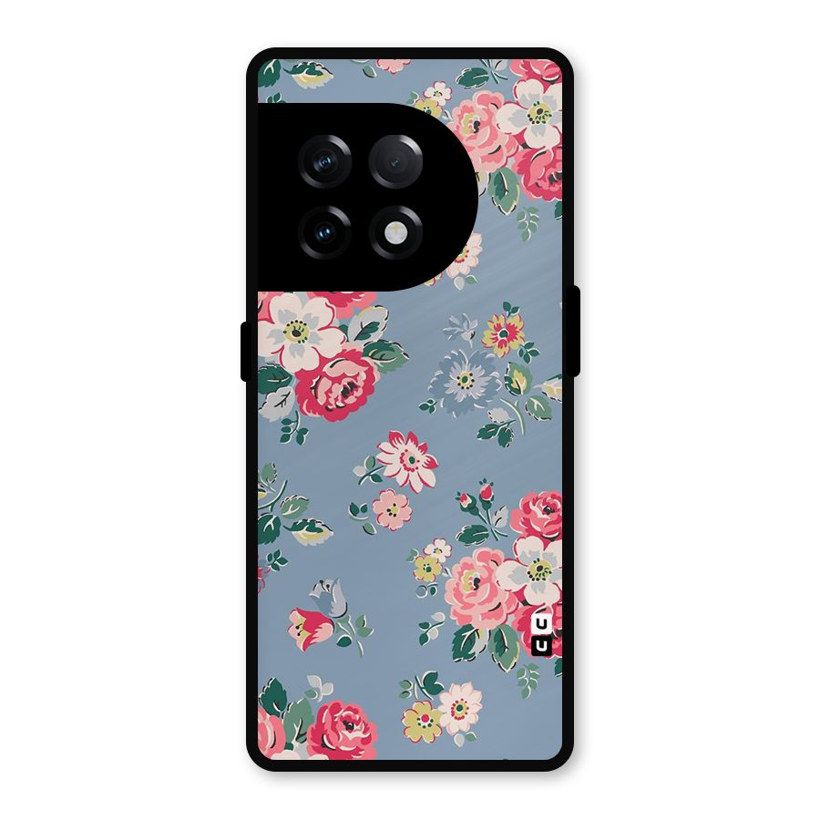 Vintage Flower Pattern Metal Back Case for OnePlus 11R