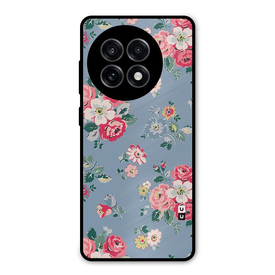 Vintage Flower Pattern Metal Back Case for OnePlus 13R