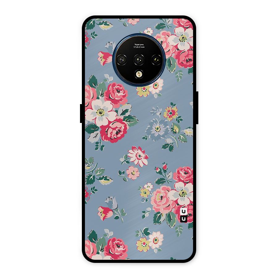 Vintage Flower Pattern Metal Back Case for OnePlus 7T