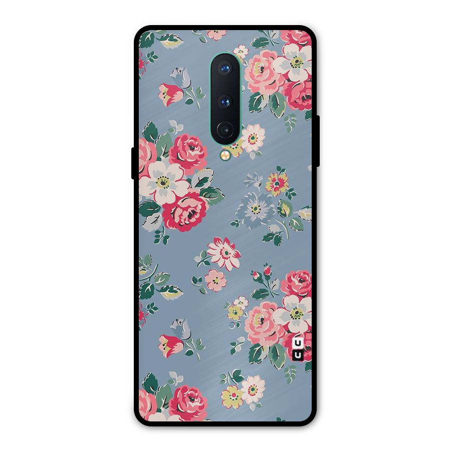 Vintage Flower Pattern Metal Back Case for OnePlus 8