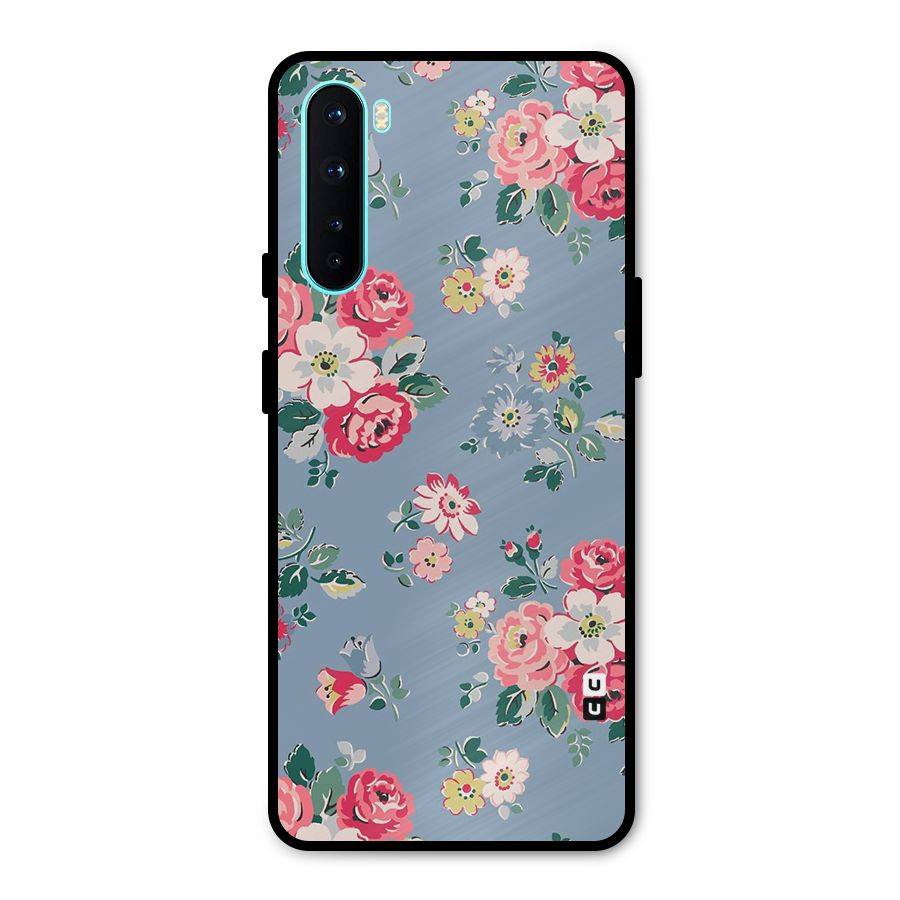 Vintage Flower Pattern Metal Back Case for OnePlus Nord