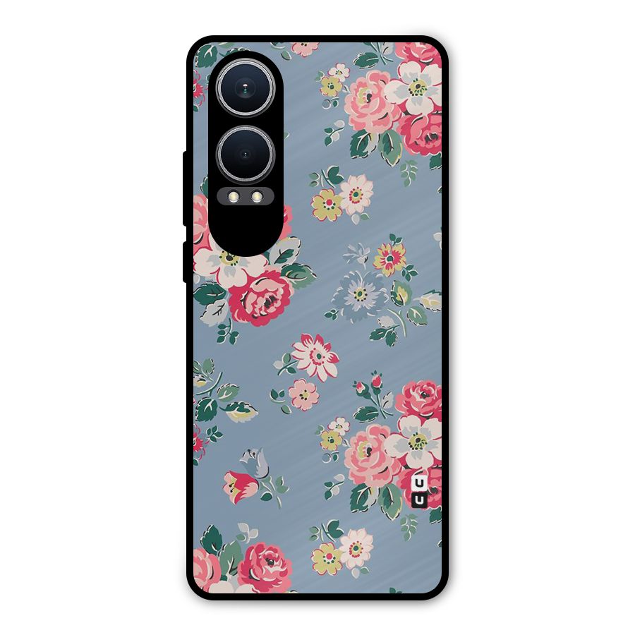 Vintage Flower Pattern Metal Back Case for OnePlus Nord CE4 Lite