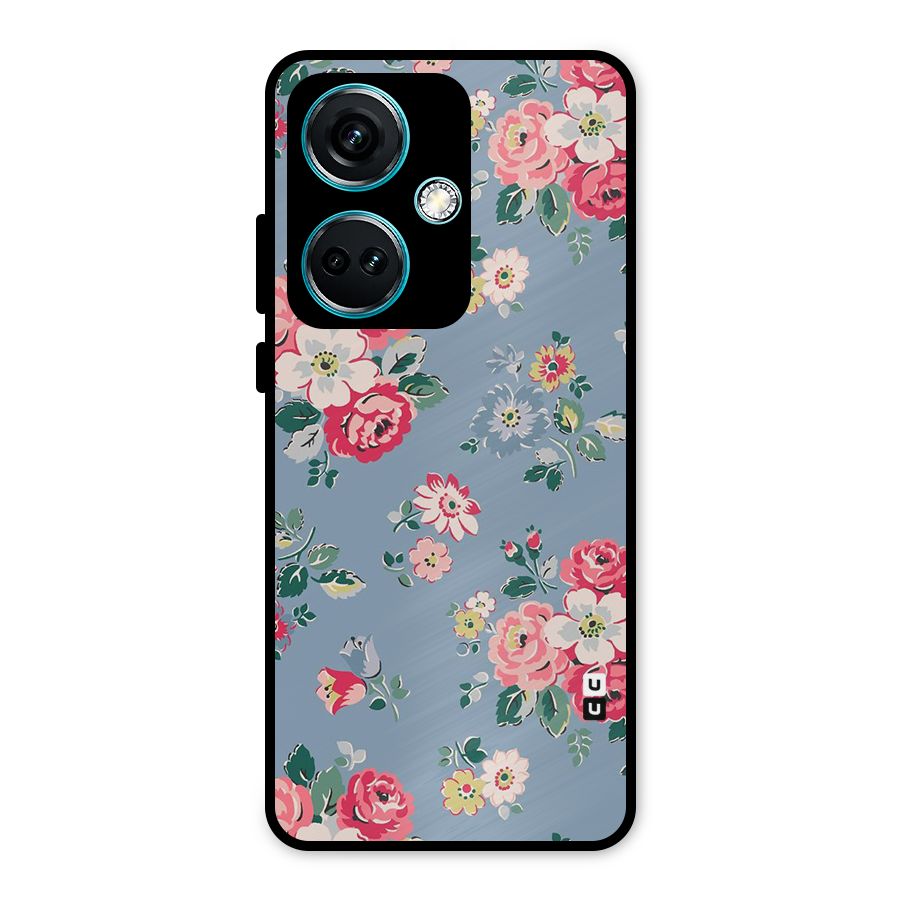 Vintage Flower Pattern Metal Back Case for OnePlus Nord CE 3 5G