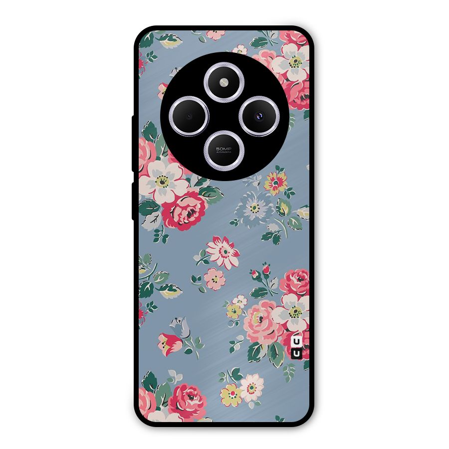Vintage Flower Pattern Metal Back Case for Poco C75 5G