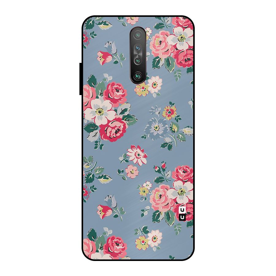 Vintage Flower Pattern Metal Back Case for Poco X2