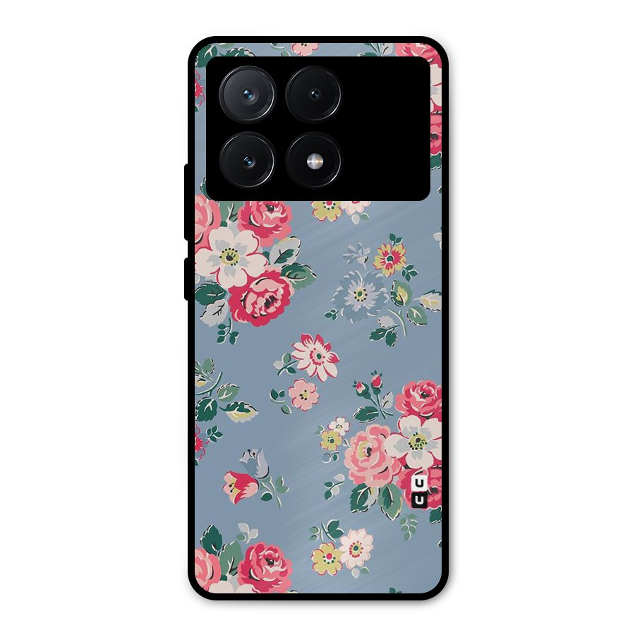 Vintage Flower Pattern Metal Back Case for Poco X6 Pro