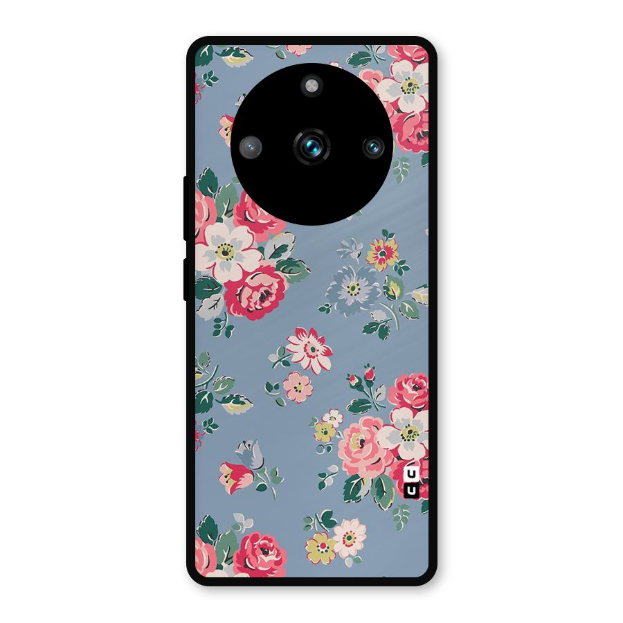 Vintage Flower Pattern Metal Back Case for Realme 11 Pro Plus