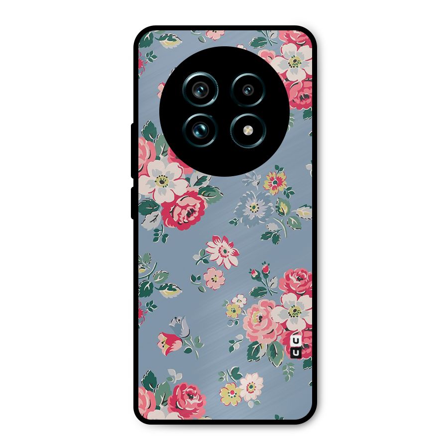 Vintage Flower Pattern Metal Back Case for Realme 13 Pro Plus