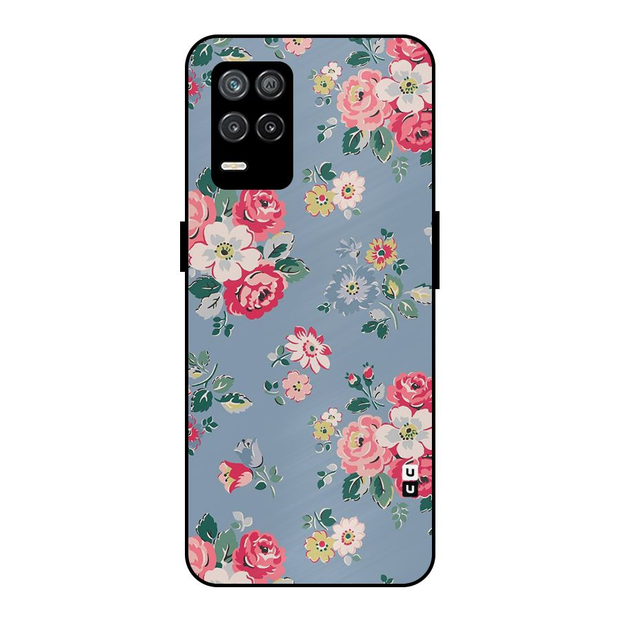 Vintage Flower Pattern Metal Back Case for Realme 9 5G