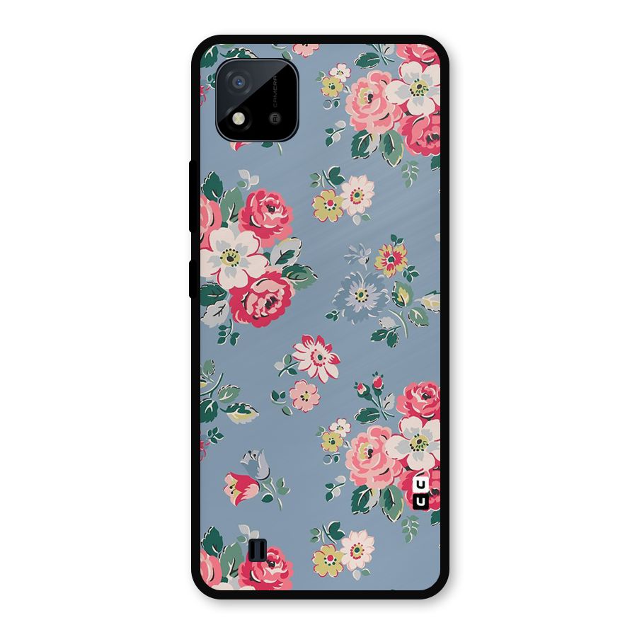 Vintage Flower Pattern Metal Back Case for Realme C11 2021