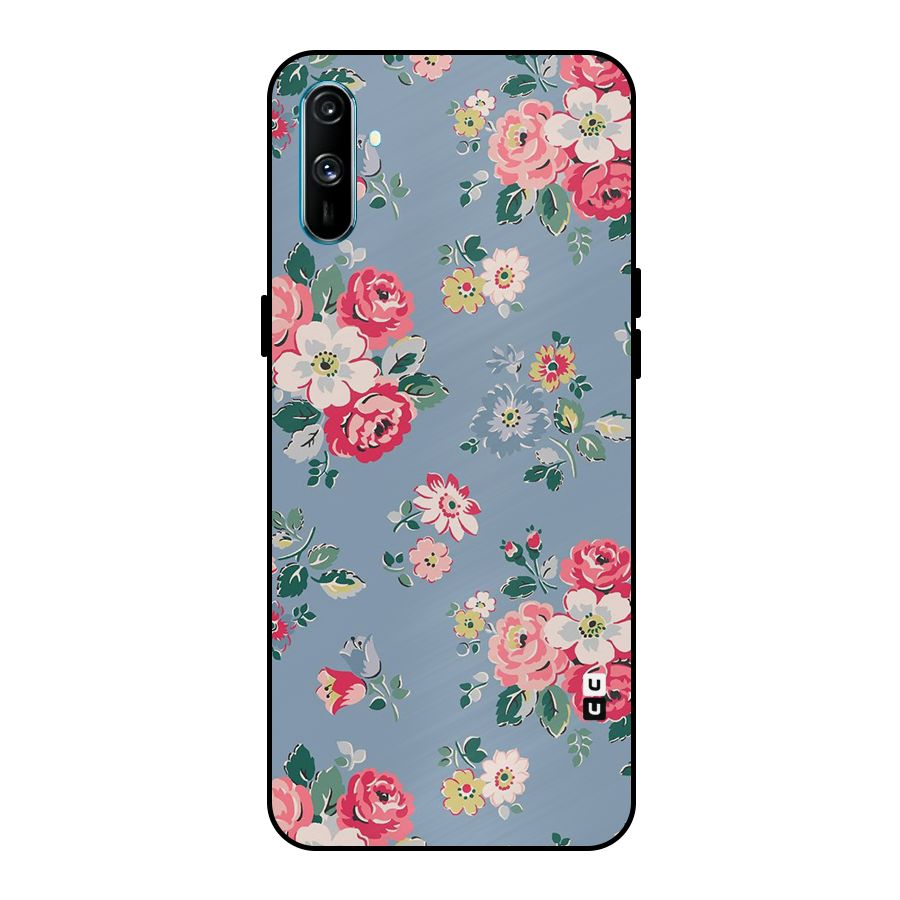 Vintage Flower Pattern Metal Back Case for Realme C3