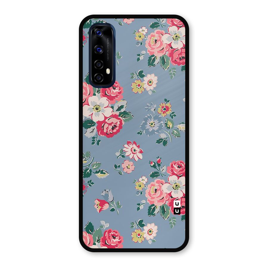 Vintage Flower Pattern Metal Back Case for Realme Narzo 20 Pro