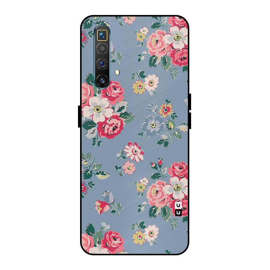 Vintage Flower Pattern Metal Back Case for Realme X3 SuperZoom
