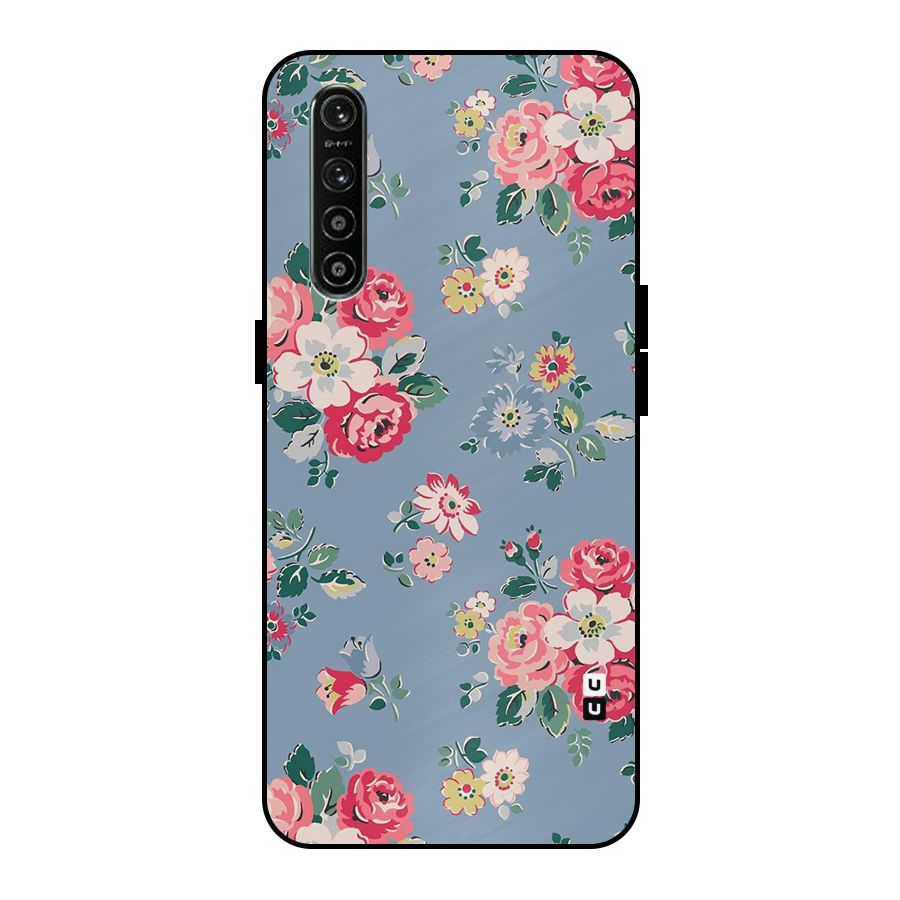 Vintage Flower Pattern Metal Back Case for Realme XT