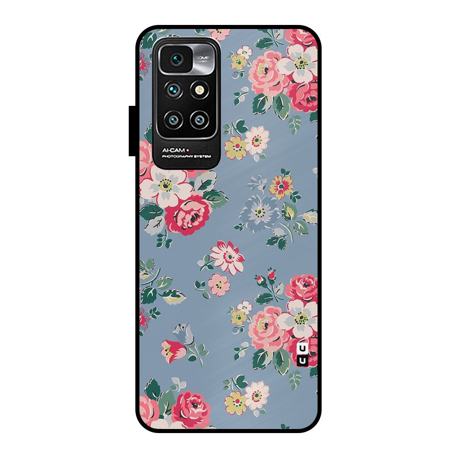 Vintage Flower Pattern Metal Back Case for Redmi 10 Prime