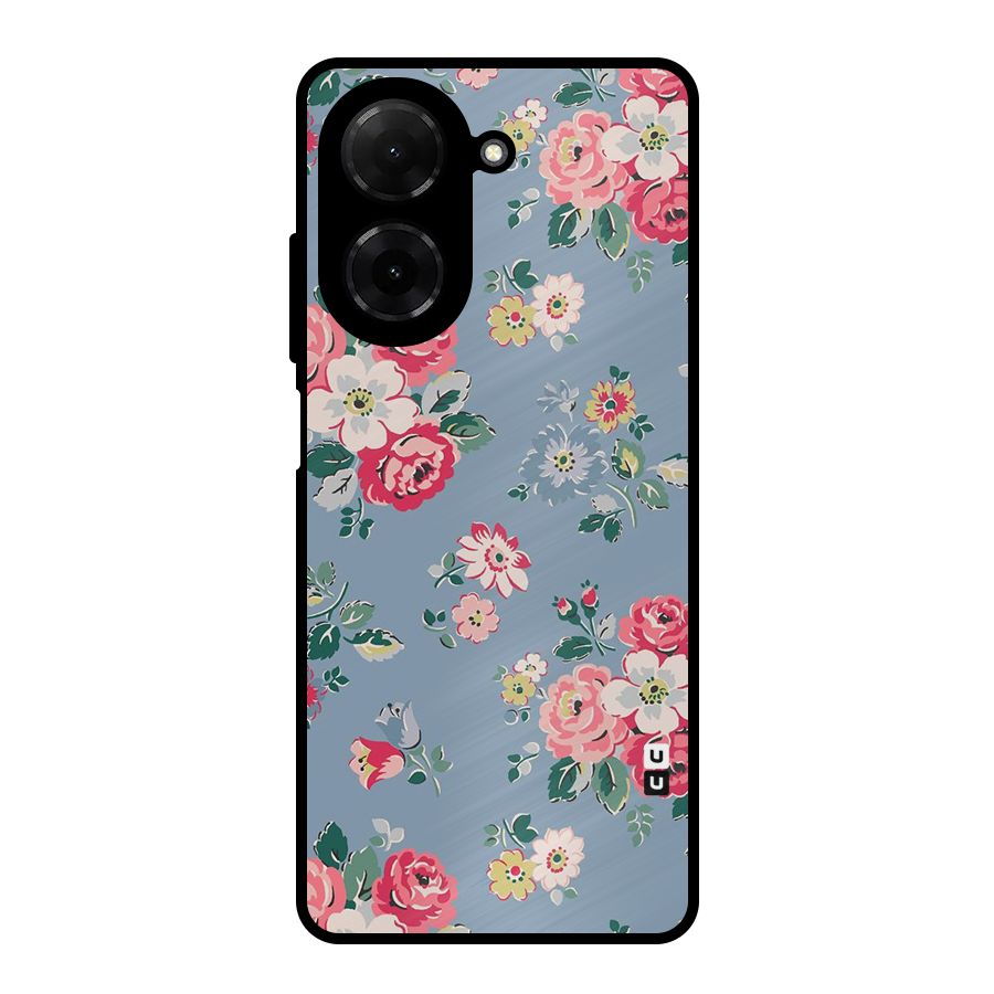 Vintage Flower Pattern Metal Back Case for Redmi A5 4G