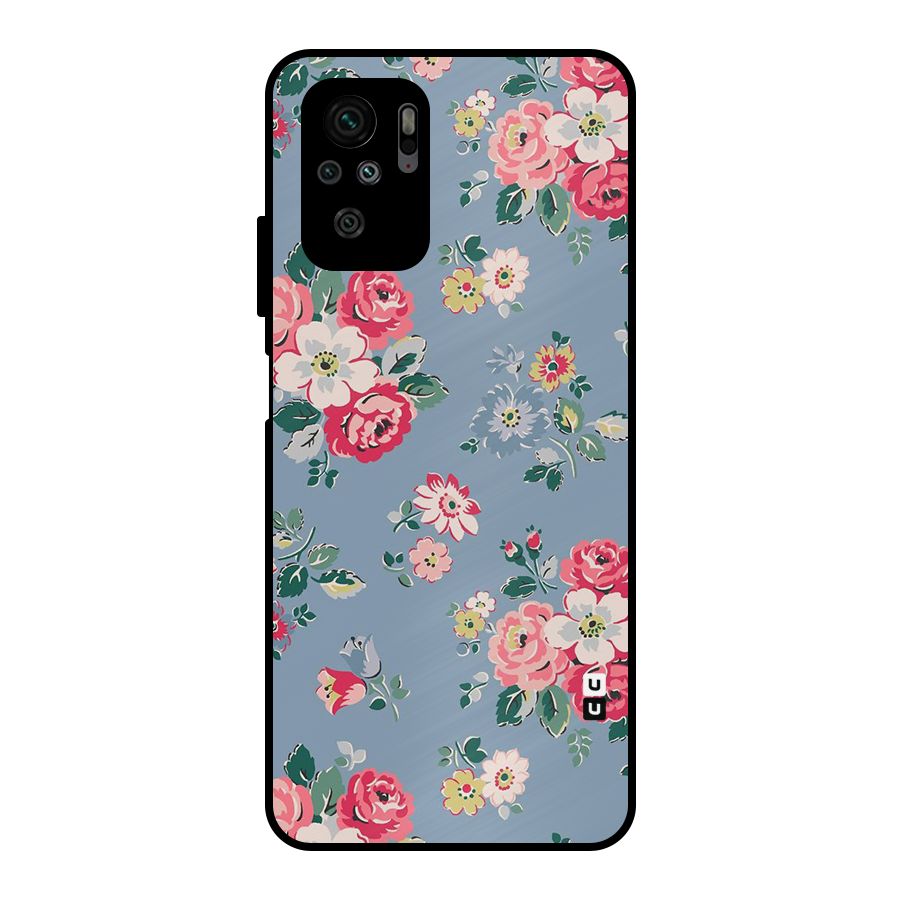 Vintage Flower Pattern Metal Back Case for Redmi Note 10S