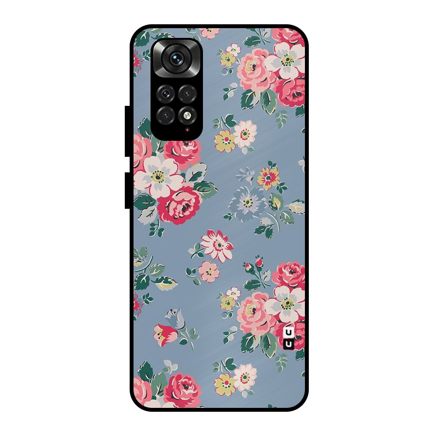 Vintage Flower Pattern Metal Back Case for Redmi Note 11 Pro Plus 5G