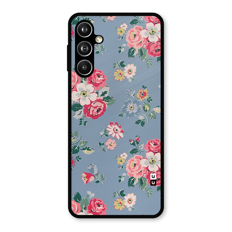 Vintage Flower Pattern Metal Back Case for Samsung Galaxy M54