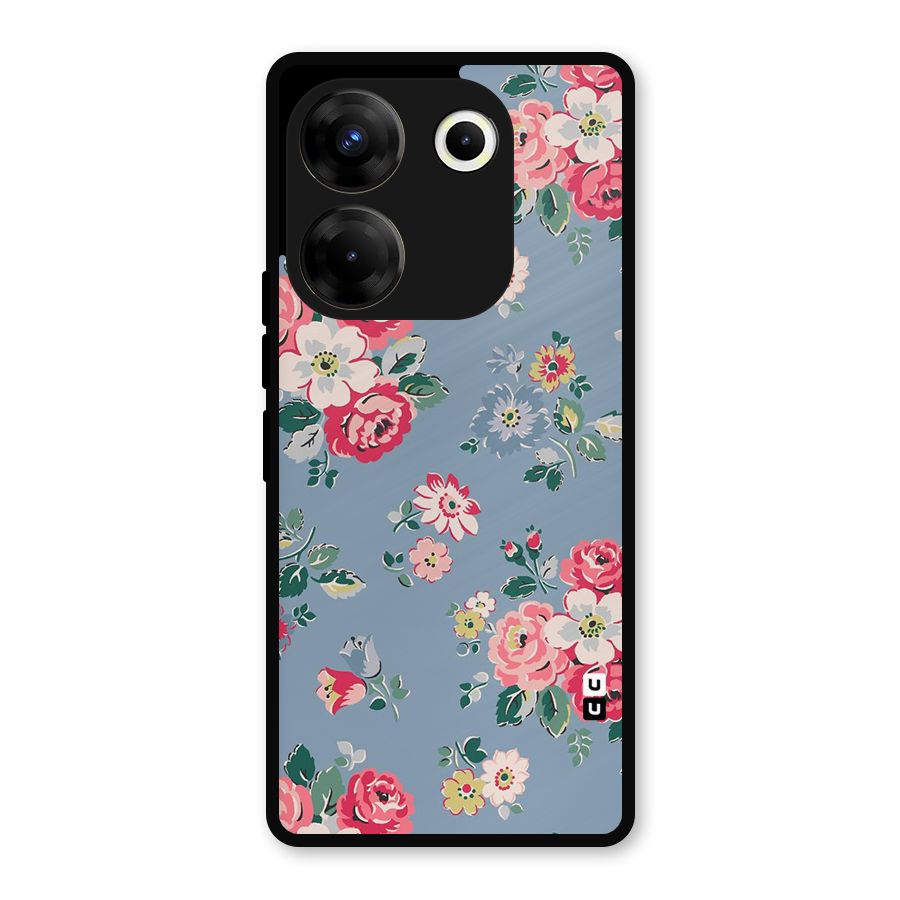 Vintage Flower Pattern Metal Back Case for Tecno Camon 20