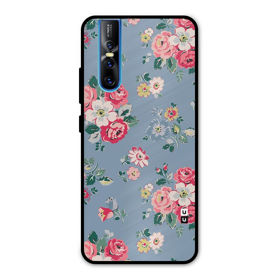Vintage Flower Pattern Metal Back Case for Vivo V15 Pro