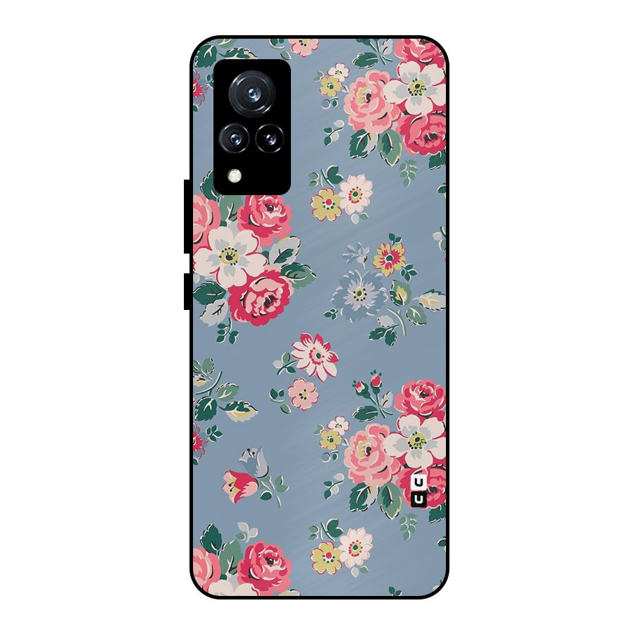 Vintage Flower Pattern Metal Back Case for Vivo V21 5G