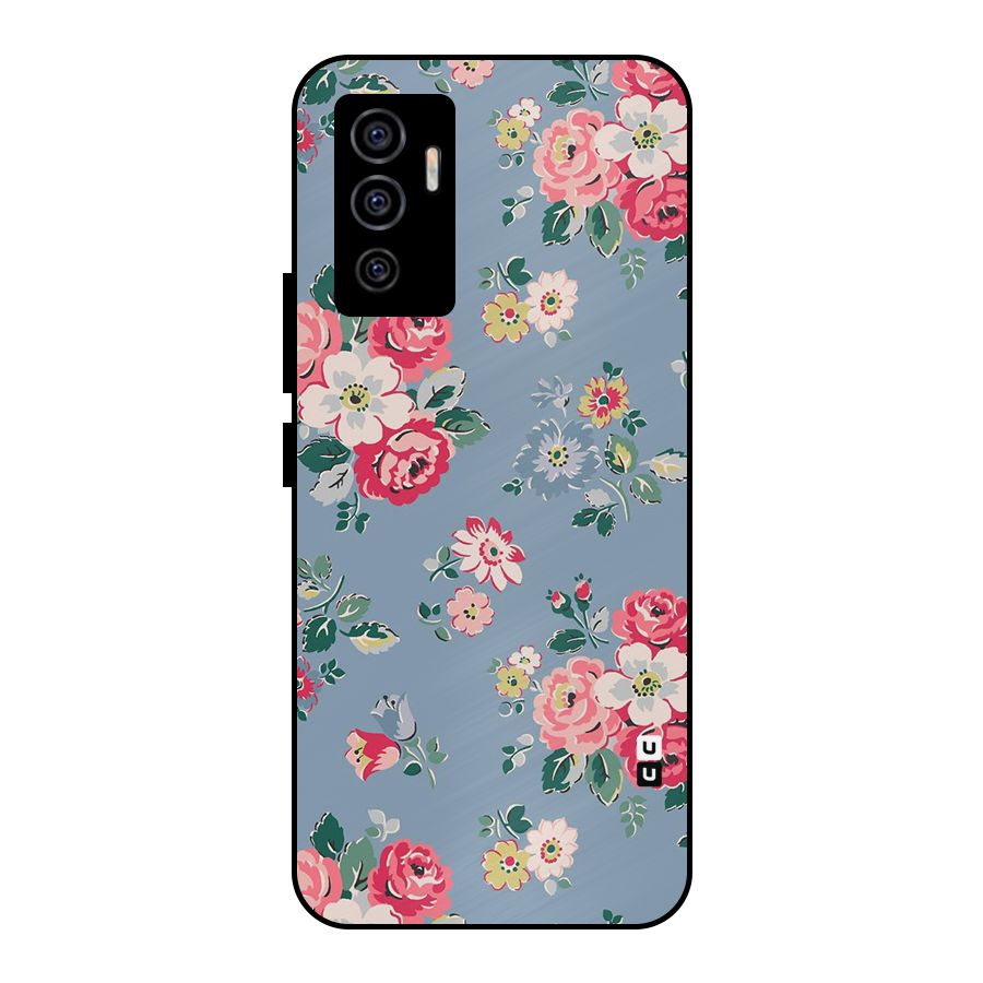 Vintage Flower Pattern Metal Back Case for Vivo V23e