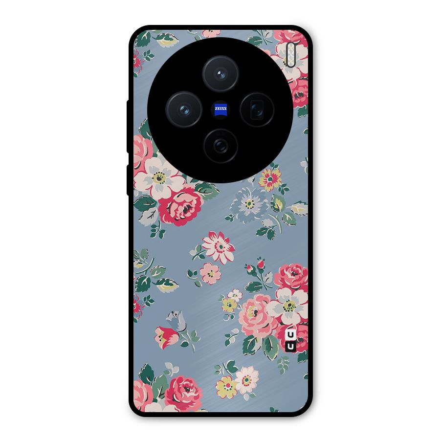Vintage Flower Pattern Metal Back Case for Vivo X200
