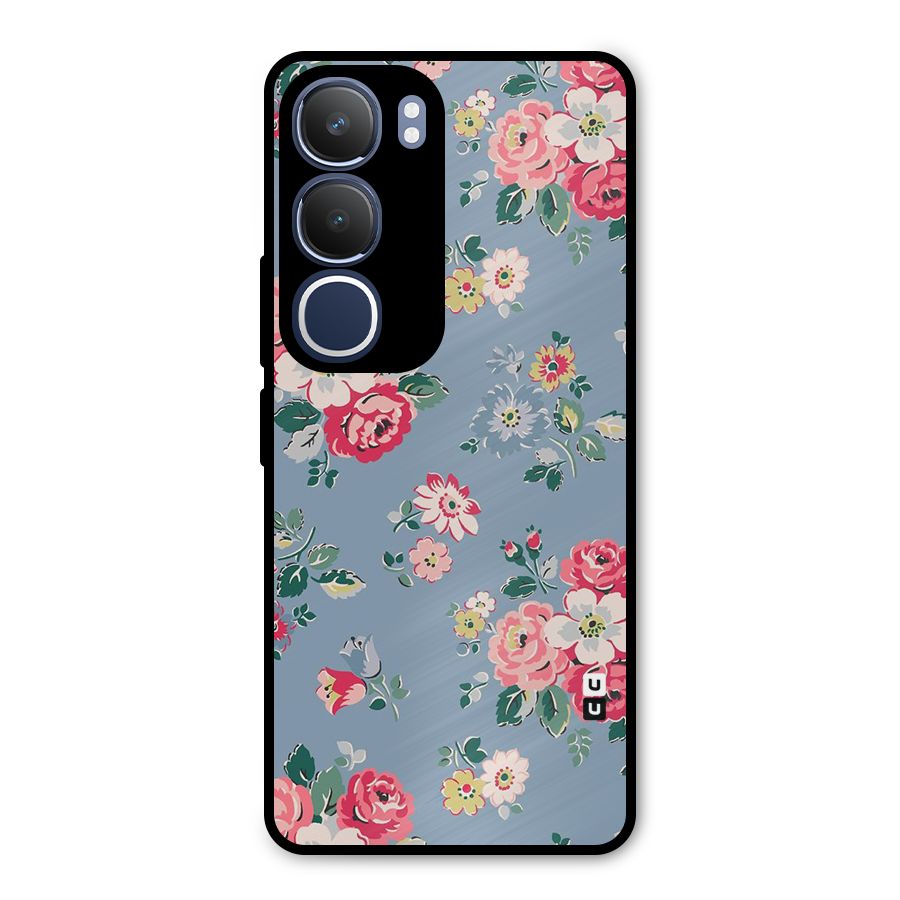 Vintage Flower Pattern Metal Back Case for Vivo Y29
