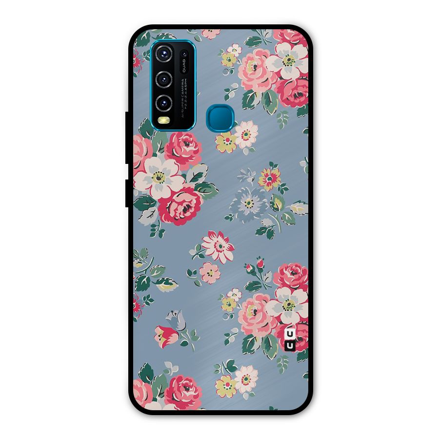 Vintage Flower Pattern Metal Back Case for Vivo Y30