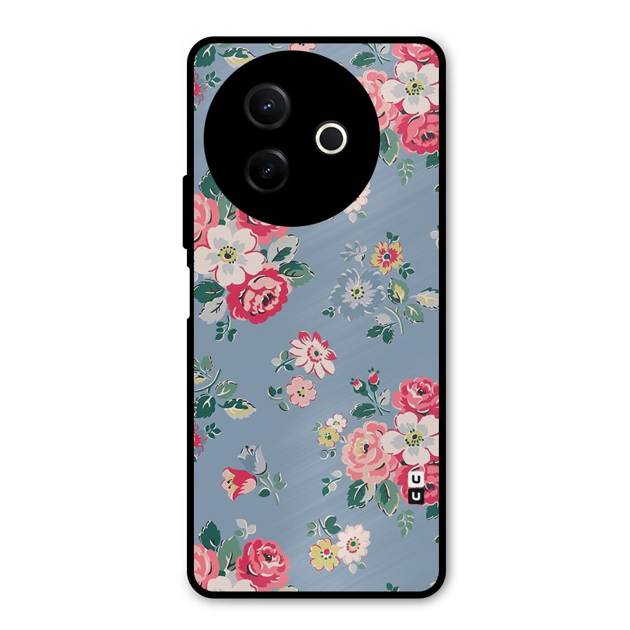 Vintage Flower Pattern Metal Back Case for Vivo Y39
