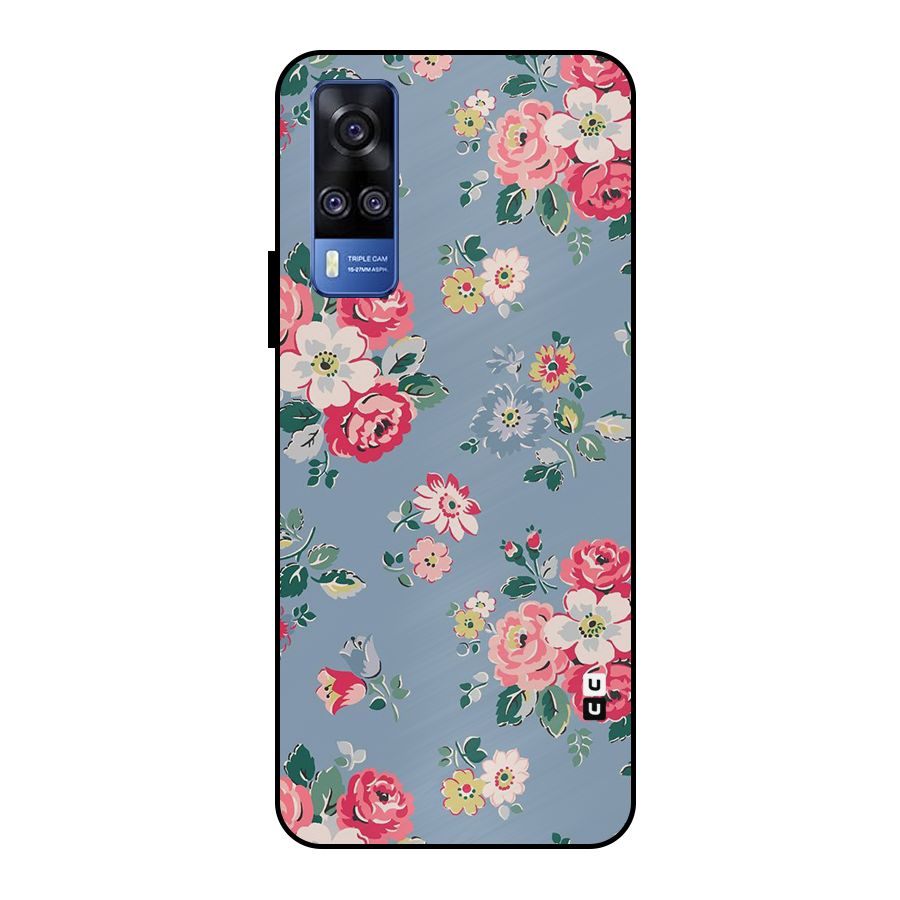 Vintage Flower Pattern Metal Back Case for Vivo Y51