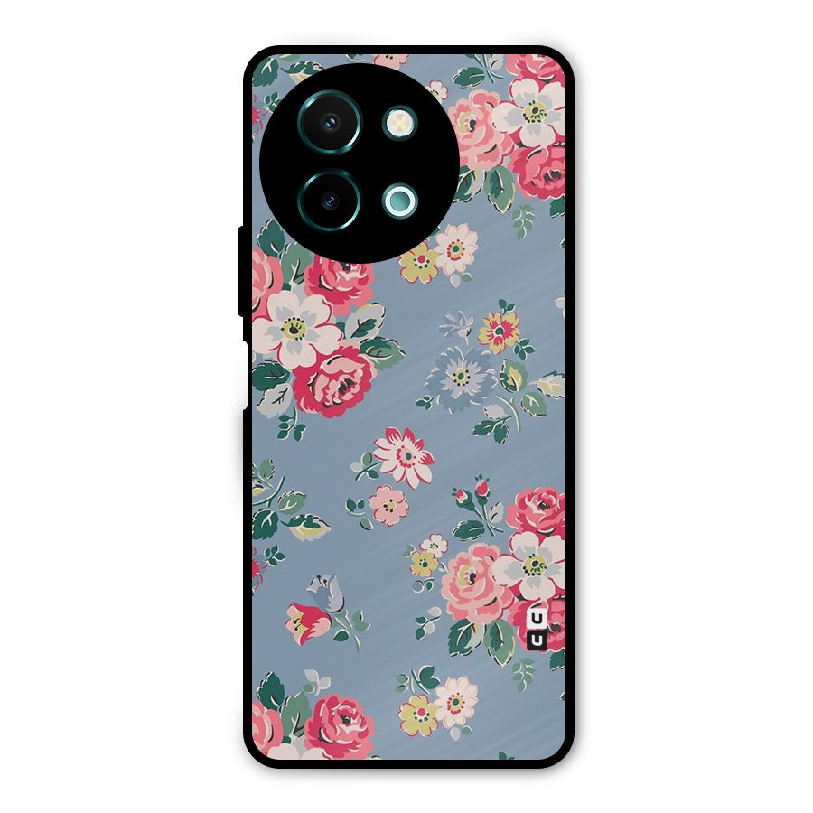 Vintage Flower Pattern Metal Back Case for Vivo Y58