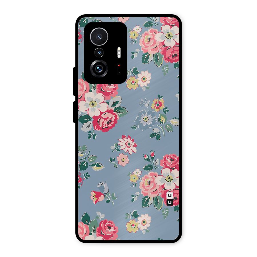 Vintage Flower Pattern Metal Back Case for Xiaomi 11T Pro