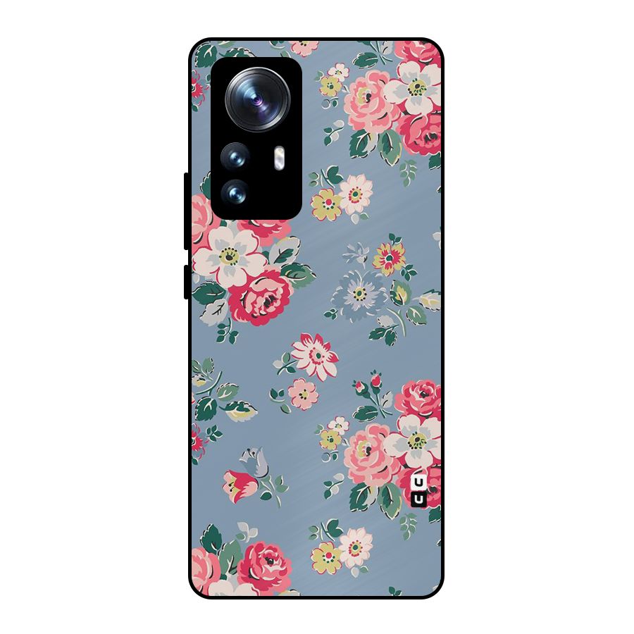 Vintage Flower Pattern Metal Back Case for Xiaomi 12 Pro