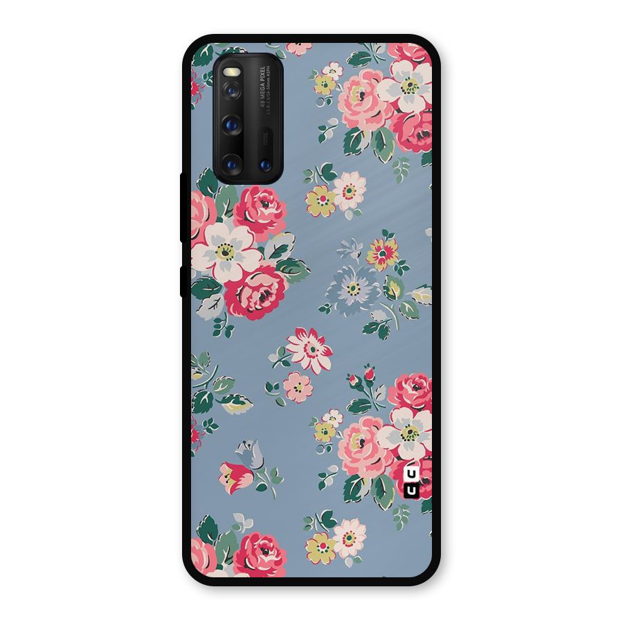 Vintage Flower Pattern Metal Back Case for iQOO 3