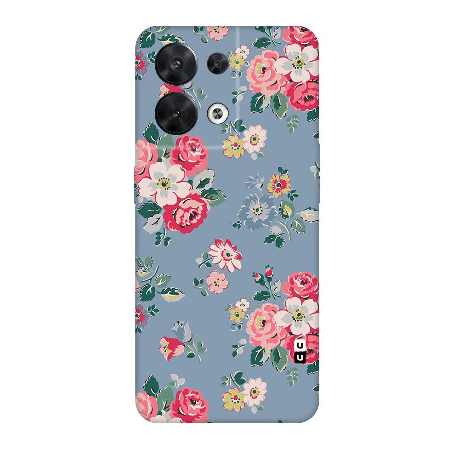Vintage Flower Pattern Original Polycarbonate Back Case for Oppo Reno8 5G