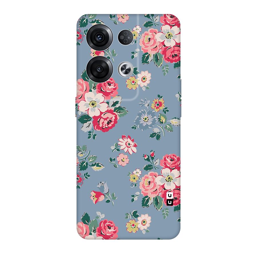 Vintage Flower Pattern Original Polycarbonate Back Case for Oppo Reno8 Pro 5G