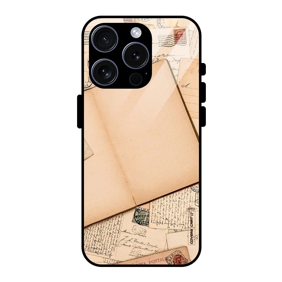 Vintage Journal Glass Back Case for iPhone 15 Pro