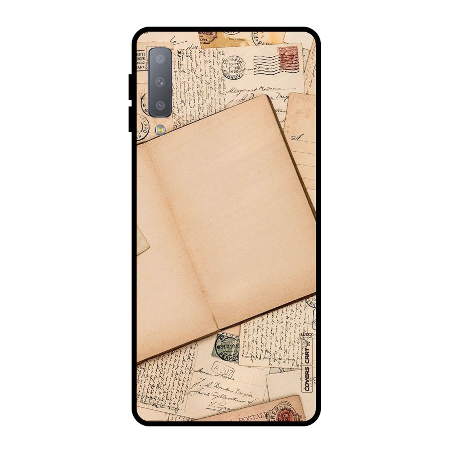 Vintage Journal Metal Back Case for Galaxy A7 (2018)