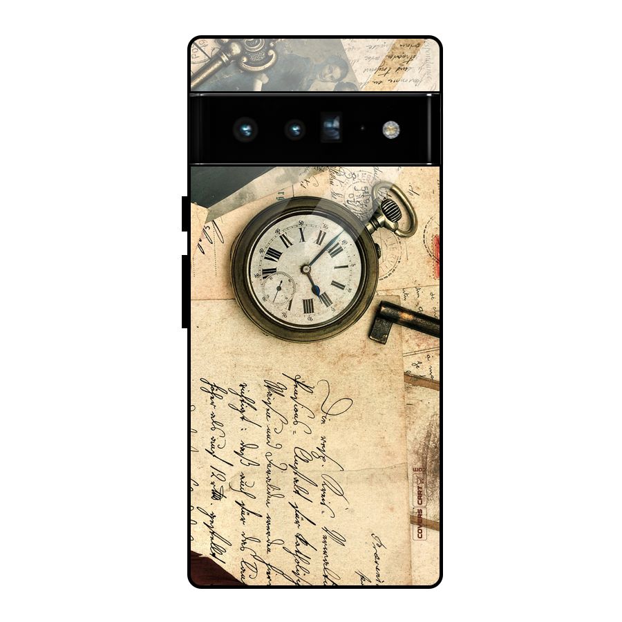 Vintage Key And Compass Glass Back Case for Google Pixel 6 Pro