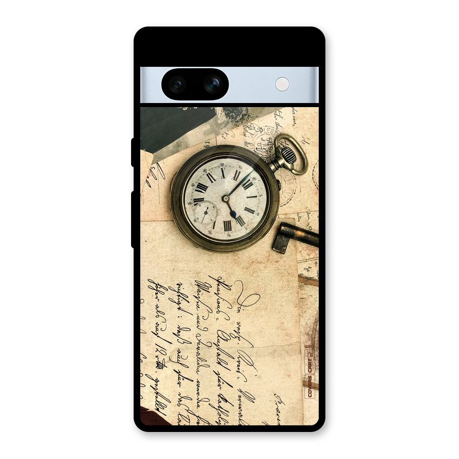 Vintage Key And Compass Glass Back Case for Google Pixel 7a