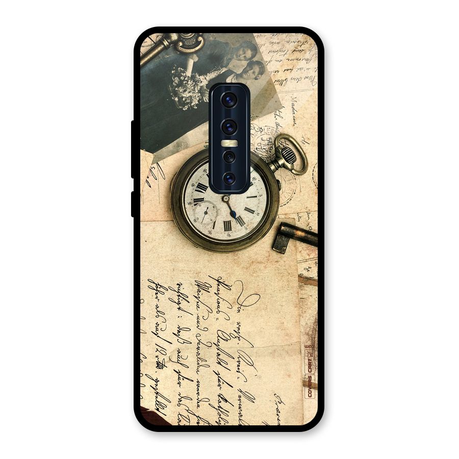 Vintage Key And Compass Glass Back Case for Vivo V17 Pro