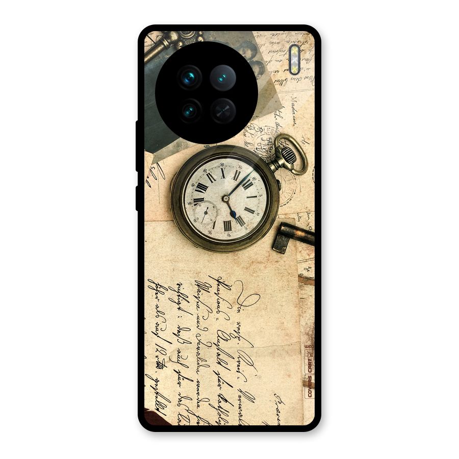 Vintage Key And Compass Glass Back Case for Vivo X90