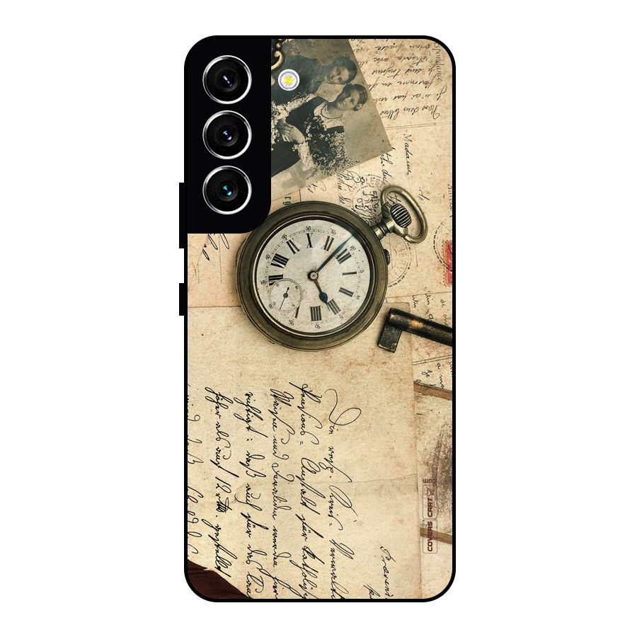 Vintage Key And Compass Metal Back Case for Galaxy S22 5G