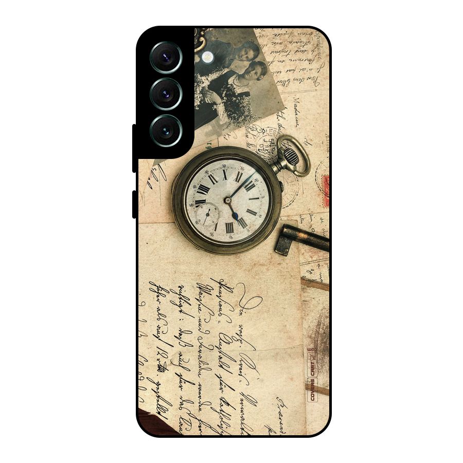 Vintage Key And Compass Metal Back Case for Galaxy S22 Plus 5G