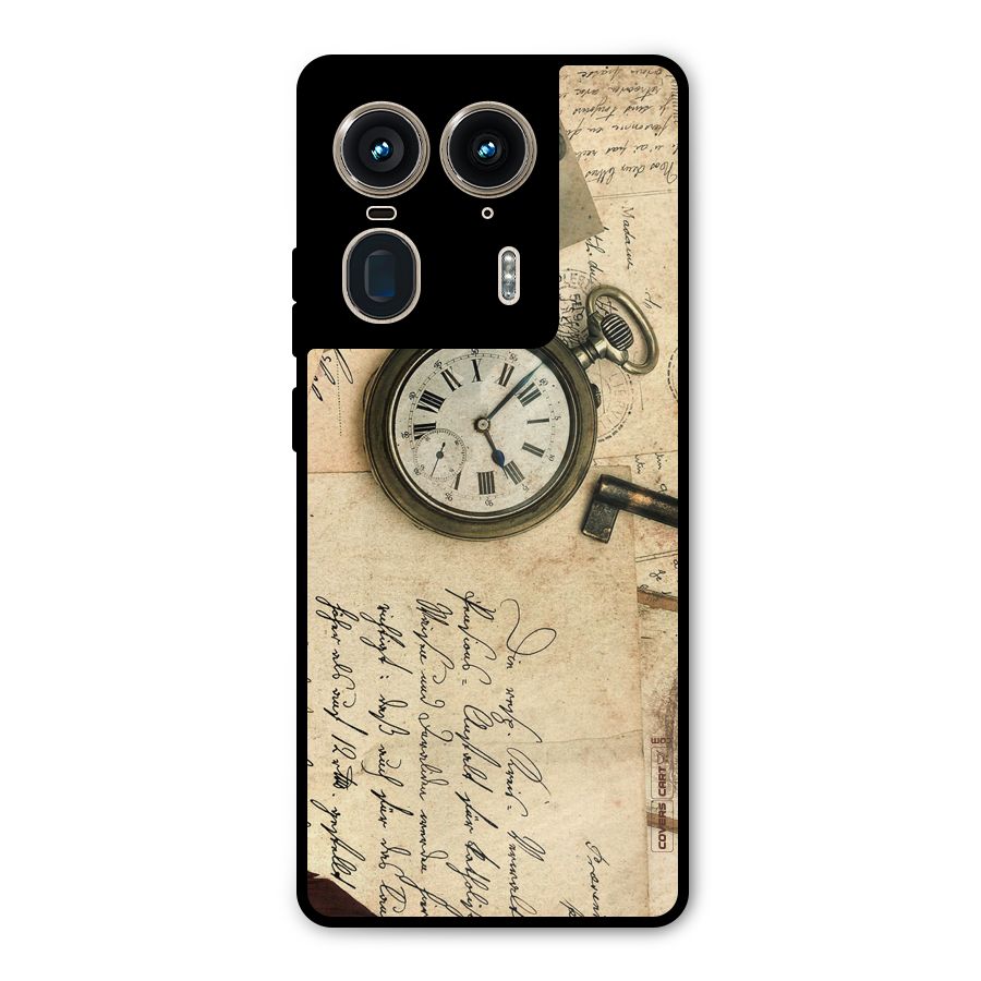 Vintage Key And Compass Metal Back Case for Motorola Edge 50 Ultra